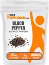 Bulk Assupports.com 黑辣椒提取粉末 - 黑辣椒补充剂 管道补充剂 - Vegan & Gluten Free, 20mg / service, 1kg (2.2磅) (Pack of 1)