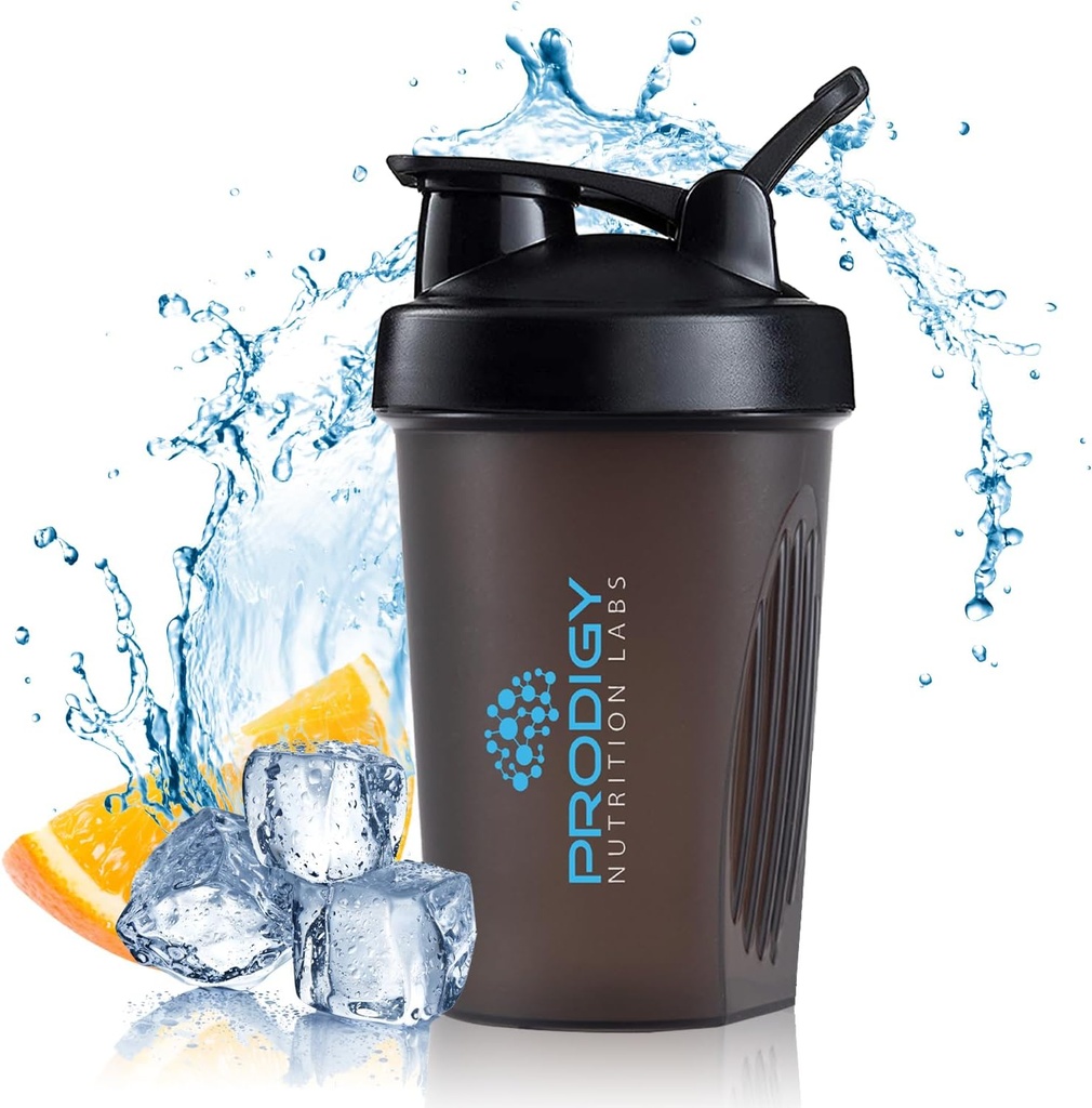 Prodigy营养实验室 Premium Shaker Bottle Perfect for protein Shakes and Pre Workout - 14 Ounce(黑色)
