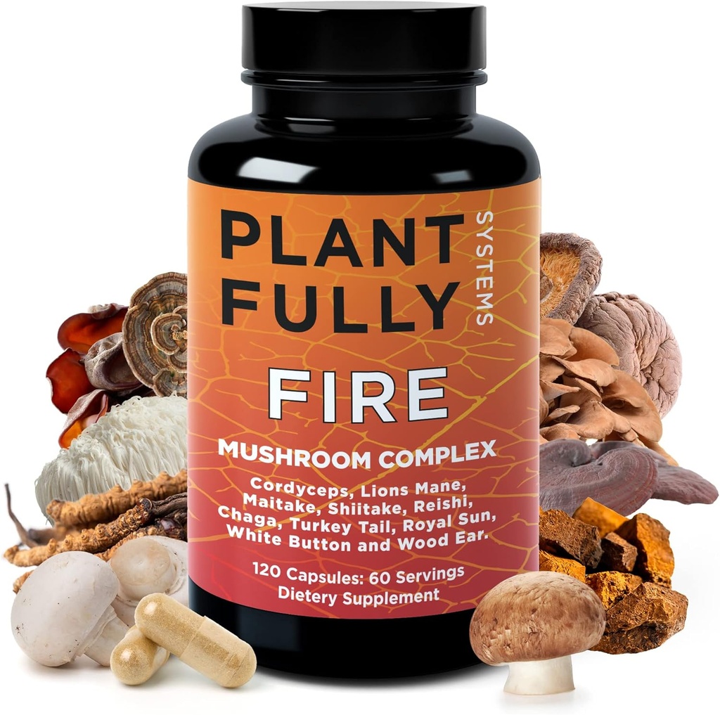 10in-1 蘑菇增产 — Lion's Mane, Reishi, Cordyceps, Chaga, Turkish Tail, Maitake & Shitake — 大脑支持、记忆、聚焦和能源新热带综合体 — 120 Capsules, 在美国制造