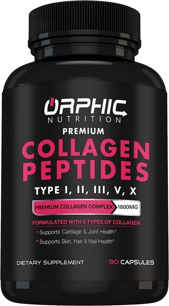 ORPHIC 营养凝胶 女性乳胶,1800mg 多种凝胶药 一类,二类,三类,五类,十类 - 支持消化性健康 保持强关节,天冬,韧带和肌肉 * 90 caps