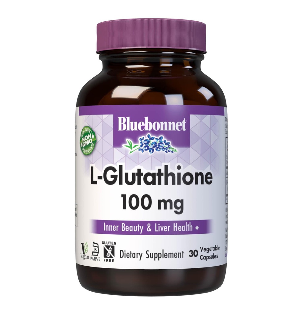 蓝本网 营养 L-Glutathione 100mg, 免费的氨基酸, 用于自由激进保护, 无大豆, 无葡萄糖, 非GMO, Kosher 认证, Vegan, 30个蔬菜卡普尔, 30个服务
