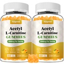 2 Pack Acetyl L-Carnitine 补充剂, 奶牛能量的自然营养补充剂, 豁免, Vegan, Orange Flavor, 120 Count