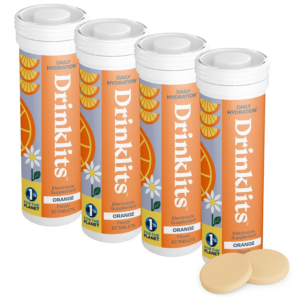 Drinklits Daily Electrolyte 水晶片 (4) 管装盒 → 0g 糖 – 自然运动饮料 – 美味 → 4 Pack (40位服务员)