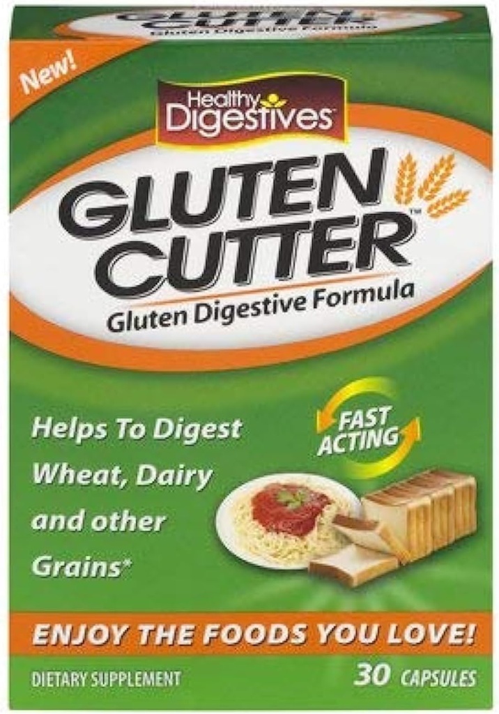 健康消化器 Gluten Cutter Enzyme 公式 - 帮助改善你的身体 Gluten 消化器和协助破碎小麦、奶制品和其他谷物 - 30 services, Capsules (Pack of 3) KC#CIE