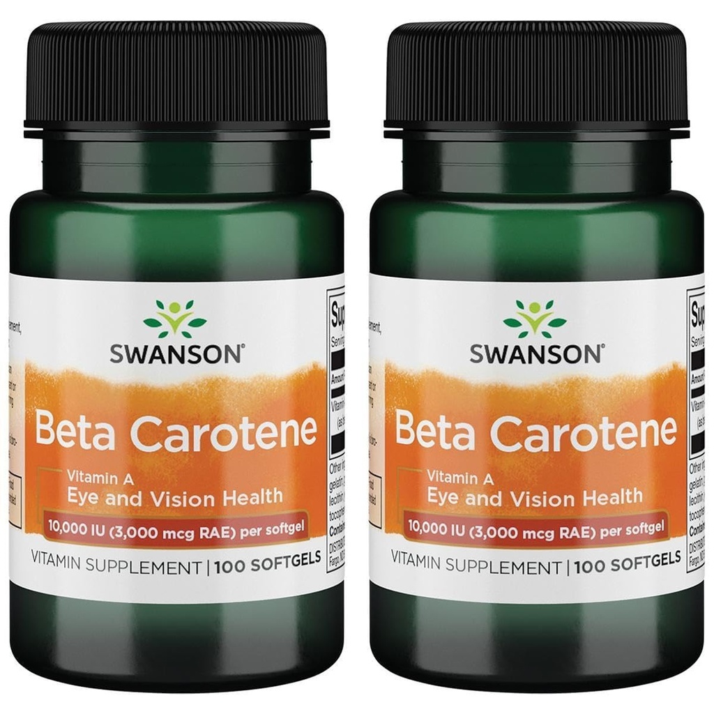 Swanson Beta-Carotene(维生素A) 皮肤眼免疫系统 健康抗氧化剂 支持 10000 Iu (3,000 mcg) 100 软胶