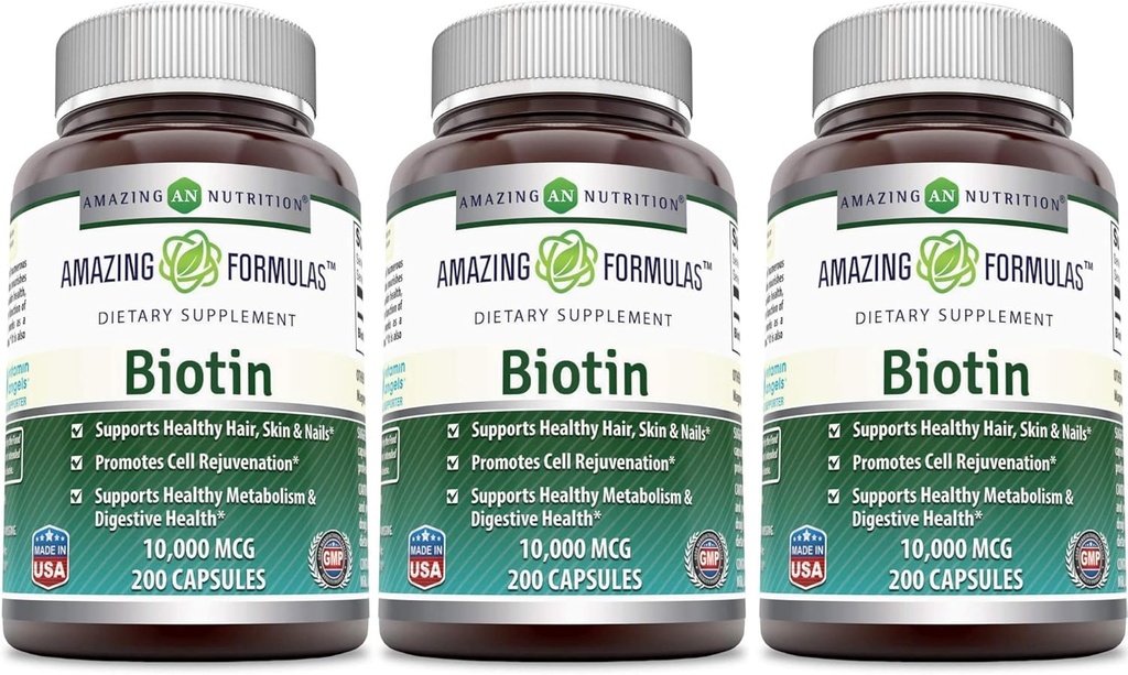 惊人营养 生物素 10,000麦氏饮食补充剂,200 Capsules (200 Capsules (Pack of 3))
