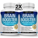 Toplux Brain Supplement Nootropic – 脑药丸维生素与DMAE,Bacopa Monnieri,L-Gutamine,针对男性,60卡普尔,营养