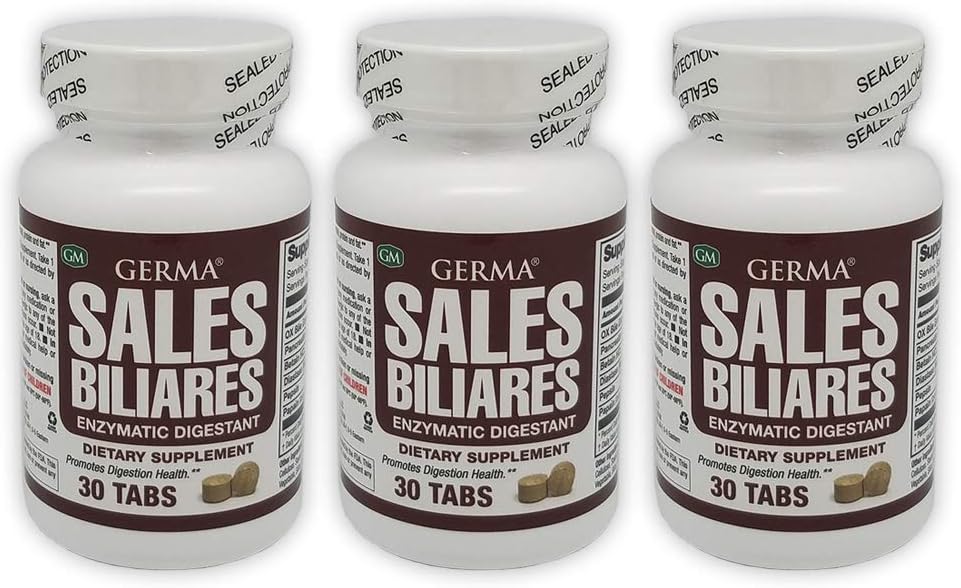 Germa Bile Salts 自然饮食补充。 酶消化剂. Starch、蛋白质和肥胖的药片 30块 包装 3