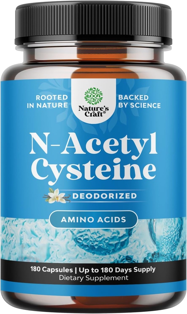 NAC 补充 N- Acetyl Cysteine 600mg - Potent Vegan 高吸附 NAC 600mg Capsules Glutathione 肝脏清洁除毒和修复加肺健康和豁免支助前体(180ct)
