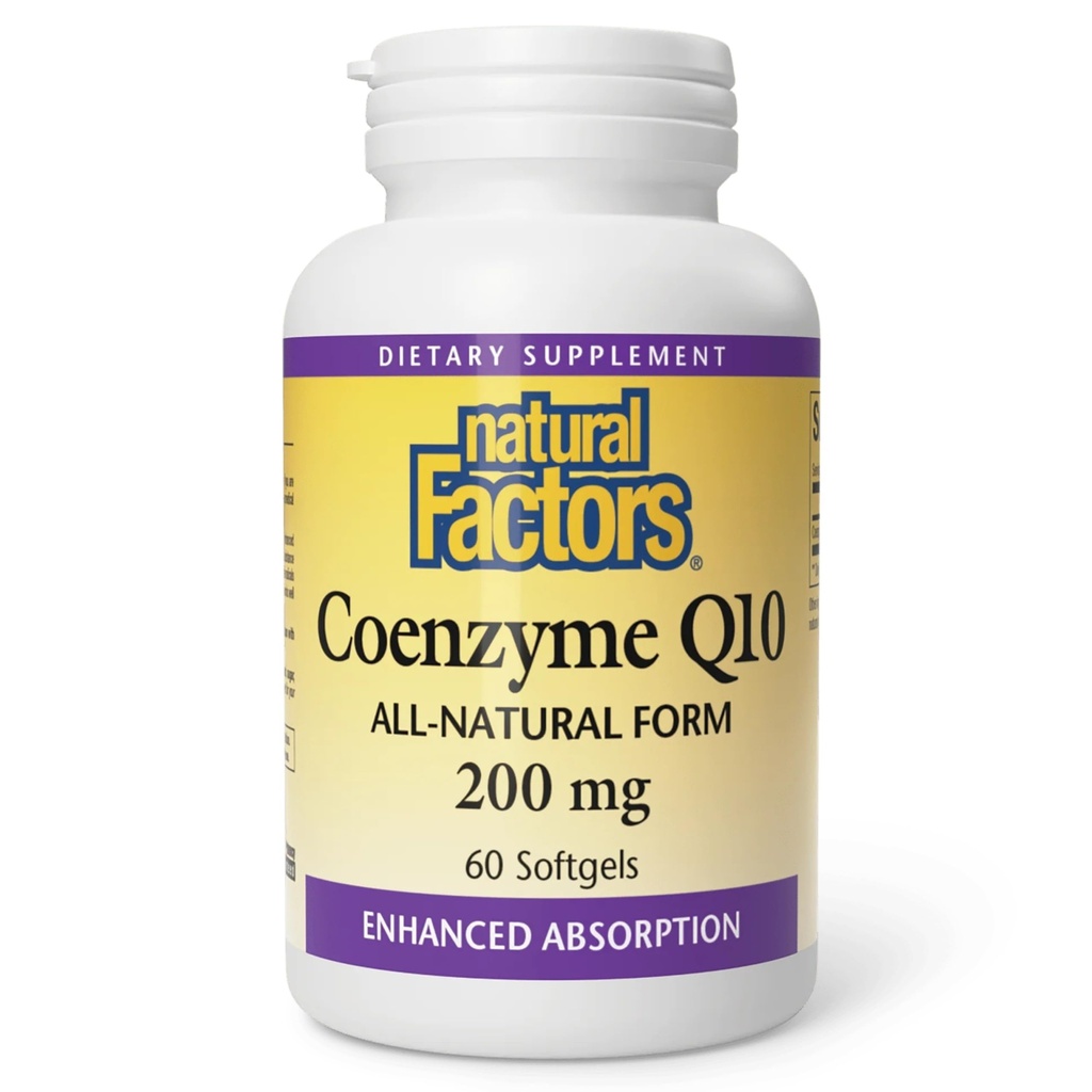 自然因子Coenzyme Q10 - 抗氧化剂支持辅助剂 细胞能量生产 - 更好的吸收辅助剂 健康心脏功能 - 200毫克,60个软胶(60种服务)