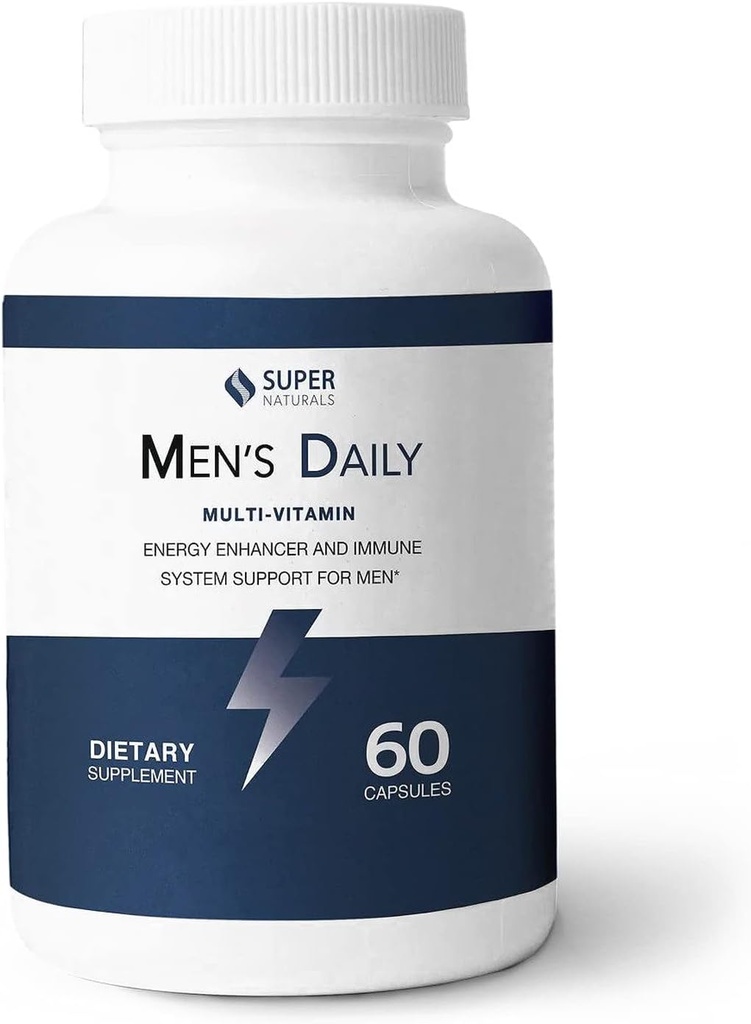 Super Naturals Men's Daily 多维塔明能量增强器和对男性的免疫系统支持(60 Capsules, 30天供应)
