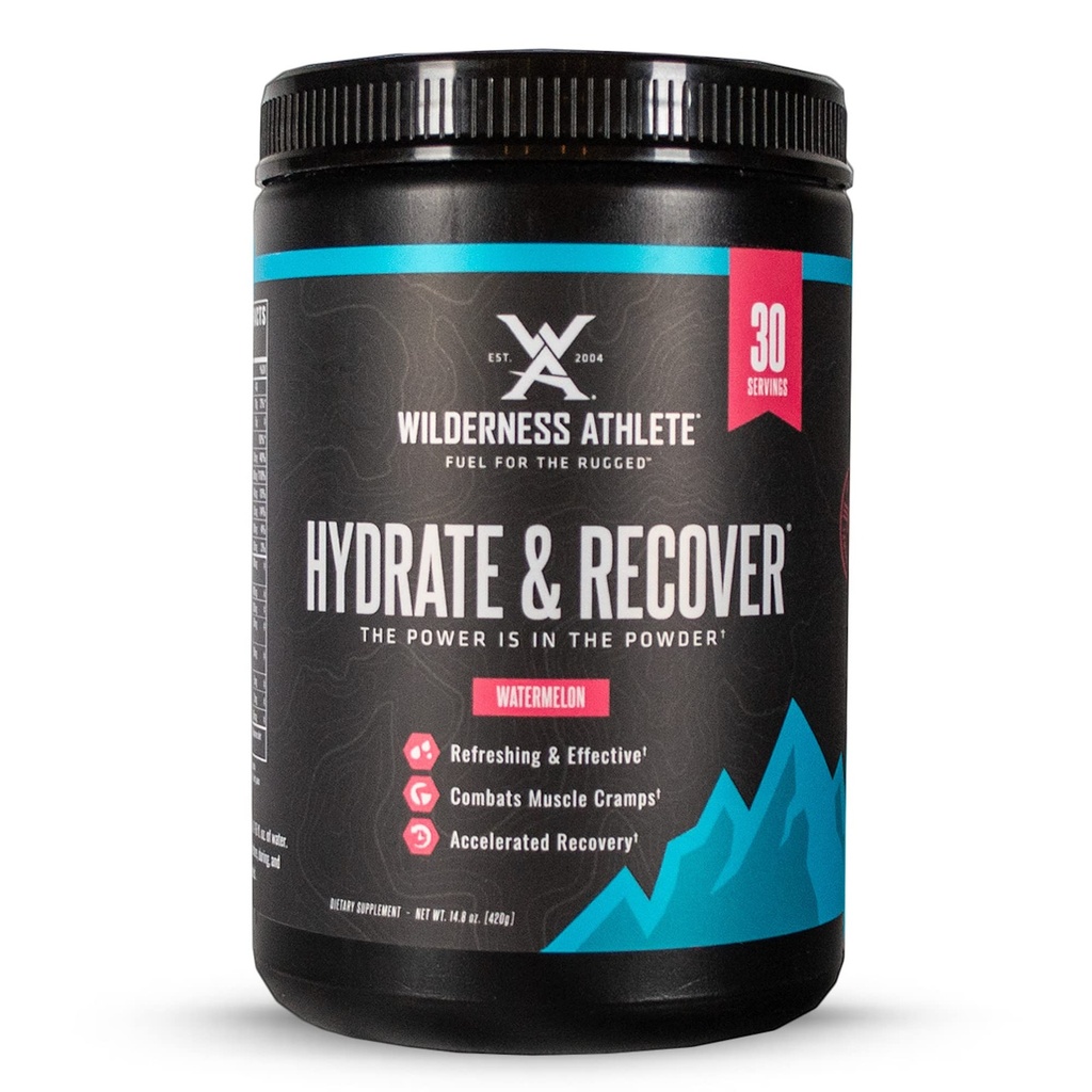Wilderness Athlete - Hydrate & Recover | Liquid Hydration Powder Electrolyte Drink Mix - Recover Faster with Bcaas - Hydrate Powder with 1000mg of Vitamin C - 30 Serving Tub (Watermelon)