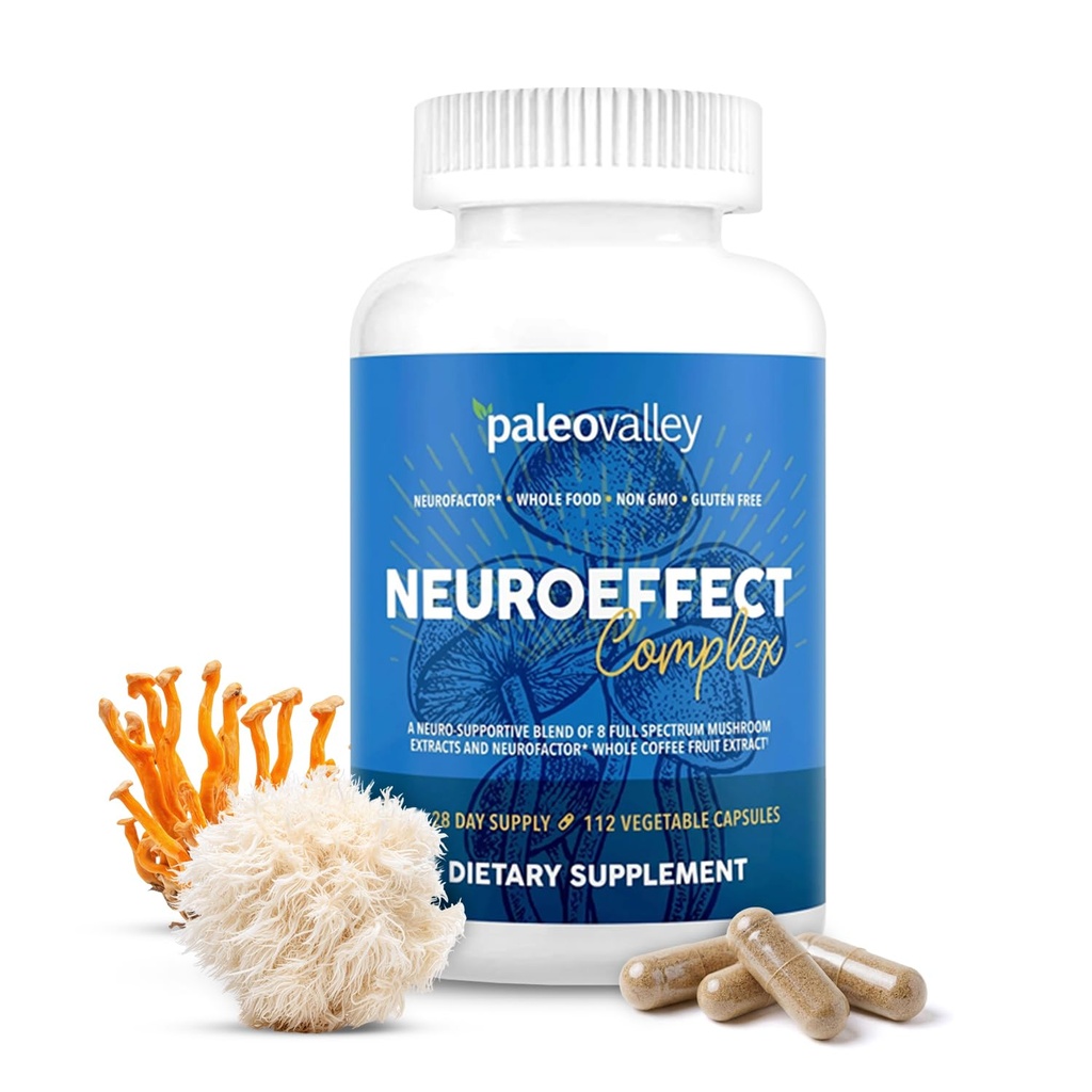 Paleovalley 神经效应 -- -- 神经蘑菇咖啡营养补充剂,用于重点、记忆和能源支助 -- -- 28天供应 -- -- 8个全光谱蘑菇和全咖啡果汁