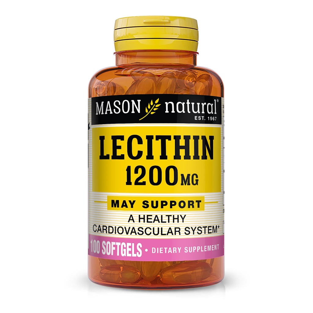 MASON NATURAL Lecithin 1200 mg - Healthy Cardiovascular System, Promotes Liver and Reproductive Health, 100 Softgels
