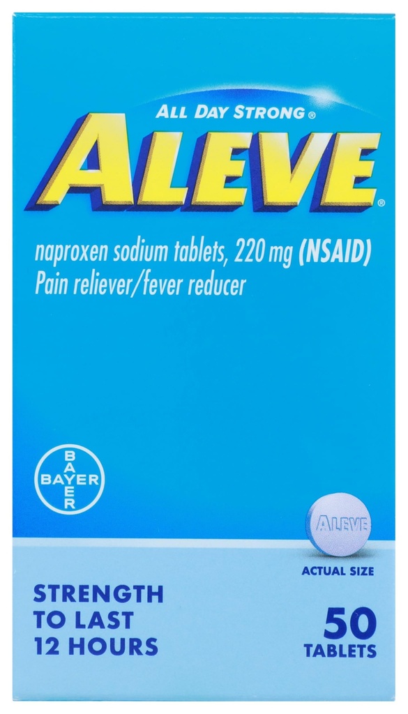 Aleve, 疼痛解脱剂/减少热剂220毫克, 50 计数