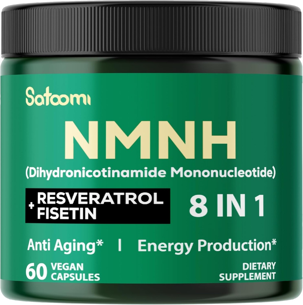8in1 NMNH - NMN 补充替代品 - NAD 补充支持 NAD 等级 添加Fisetin,resveratrol,Quercetin,Turmeric,Berberine,维生素D3 & C - 60 计算 30天
