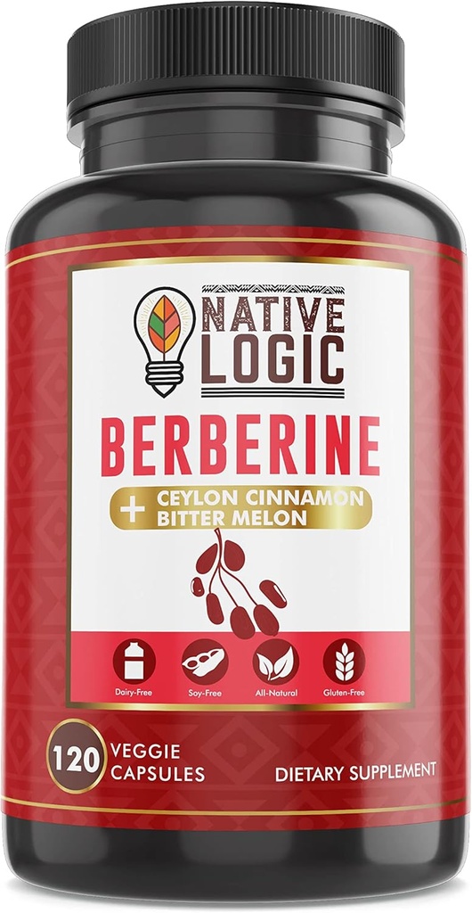 Berberine HCL 1200mg 配有锡兰桂、Bitter Melon 和 Green Tea Excert QQ 支持心血管和GI 健康 支持免疫系统 120 Capsules