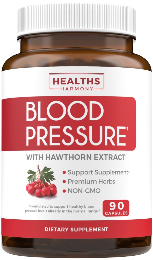 血压支持补充剂(NON-GMO) Premium Natural Herbs, Vitamins & Berries - Hawthorn Berry 高剂量提取剂 - 支持血压水平 已经进入正常范围 - 90卡普尔