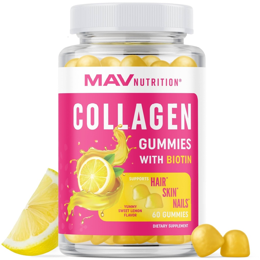 Collagen Gummys for Women → 200mg 水解Collagen + 2500mcg 生物素,有维生素C,E & Zinc → 抗衰老,头发生长,皮肤,坚固的钉子 → Non-GMO Gummy 维生素补充 → 60 计数