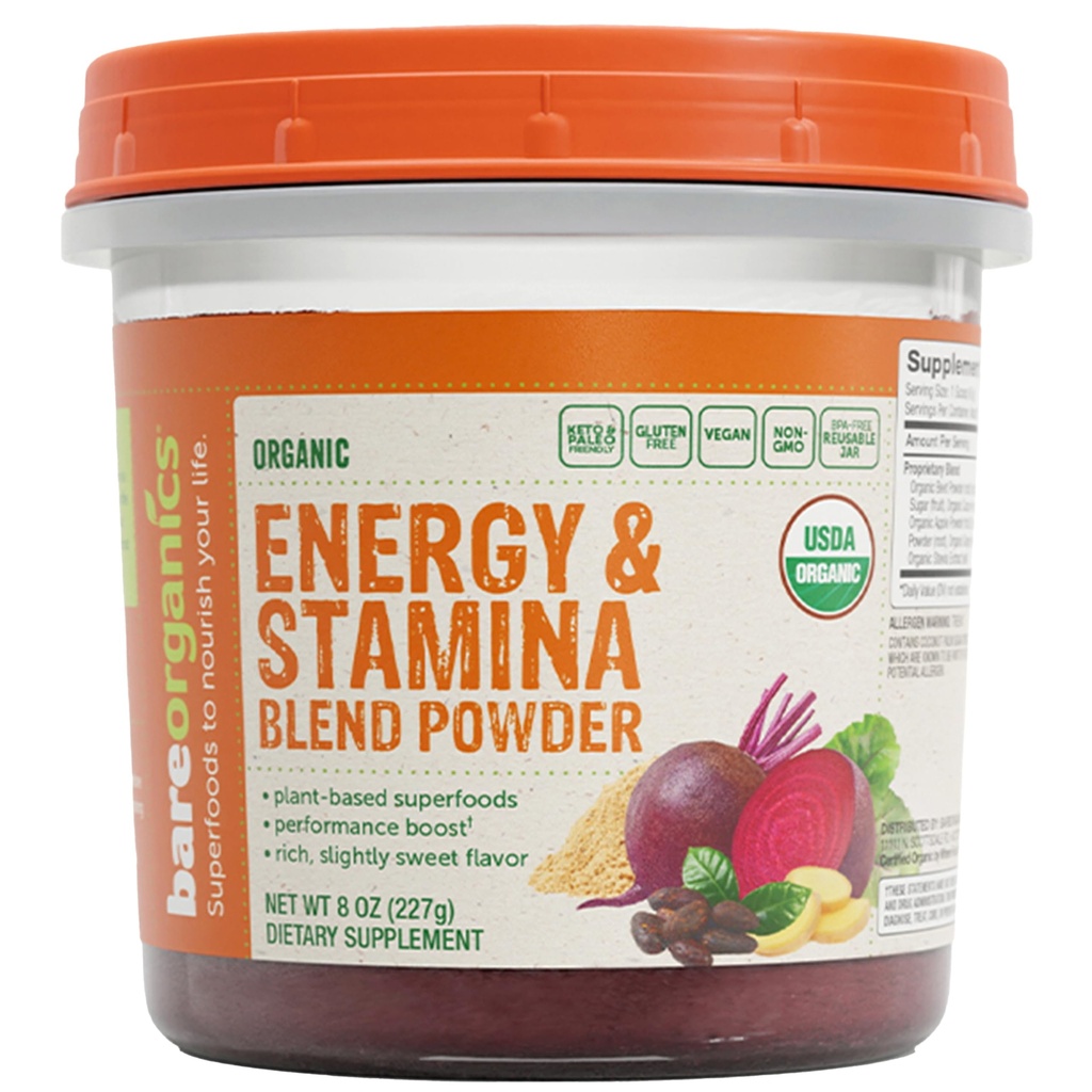 裸体组织能源与Stamina 混合粉末,有机超级食品,Vegan饮食补充品,8 Ounces