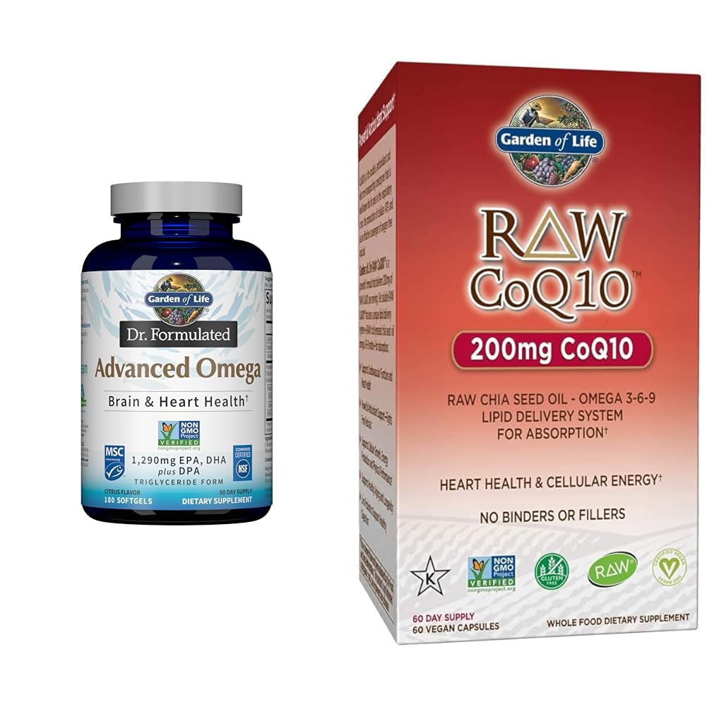 生活花园 Dr. Formulated Advanced Omega Fish Oil - Lemon, 1,290mg EPA, DHA + DPA & 蔬菜Omega 3 6 9 补充 - Raw CoQ10 Chia种子油全食营养
