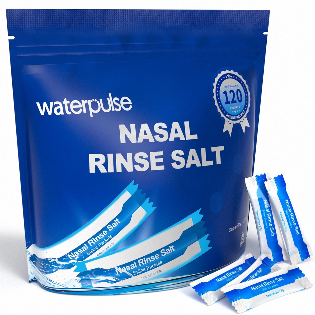 120 Saline Packets、Sinus Rinsing Packets for Neti Pots、Neti Pot 盐包单独包装、Nasal Rinse Packets Neti Pot 盐包用于鼻水灌溉系统、Nasal Wash Squeeze Bottle & Sinus Relief