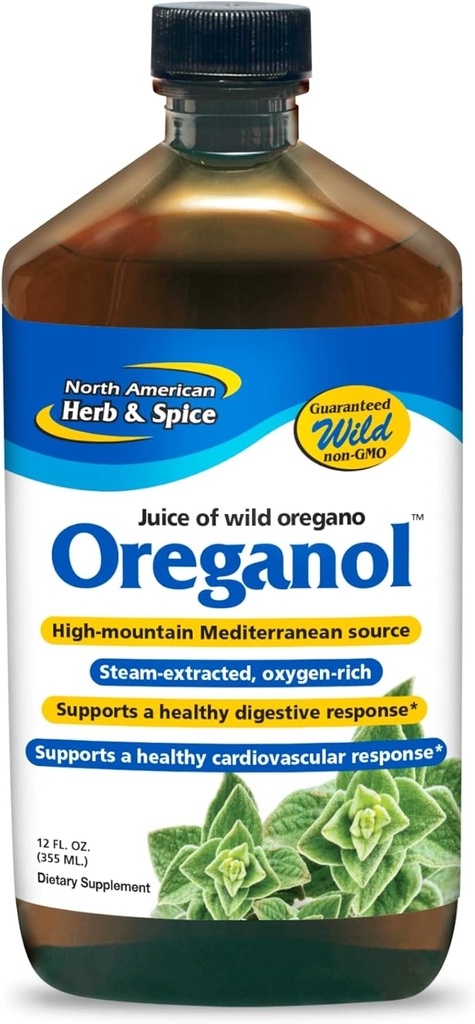 NORTH AMERICAN HERB & SPICE Oreganol P73 Juice - 12 fl oz, Pack of 5 - Wild Oregano Oil - Heart & Digestive Health - Kidney, Pancreas & Liver Support - Non-GMO - 865 Total Servings