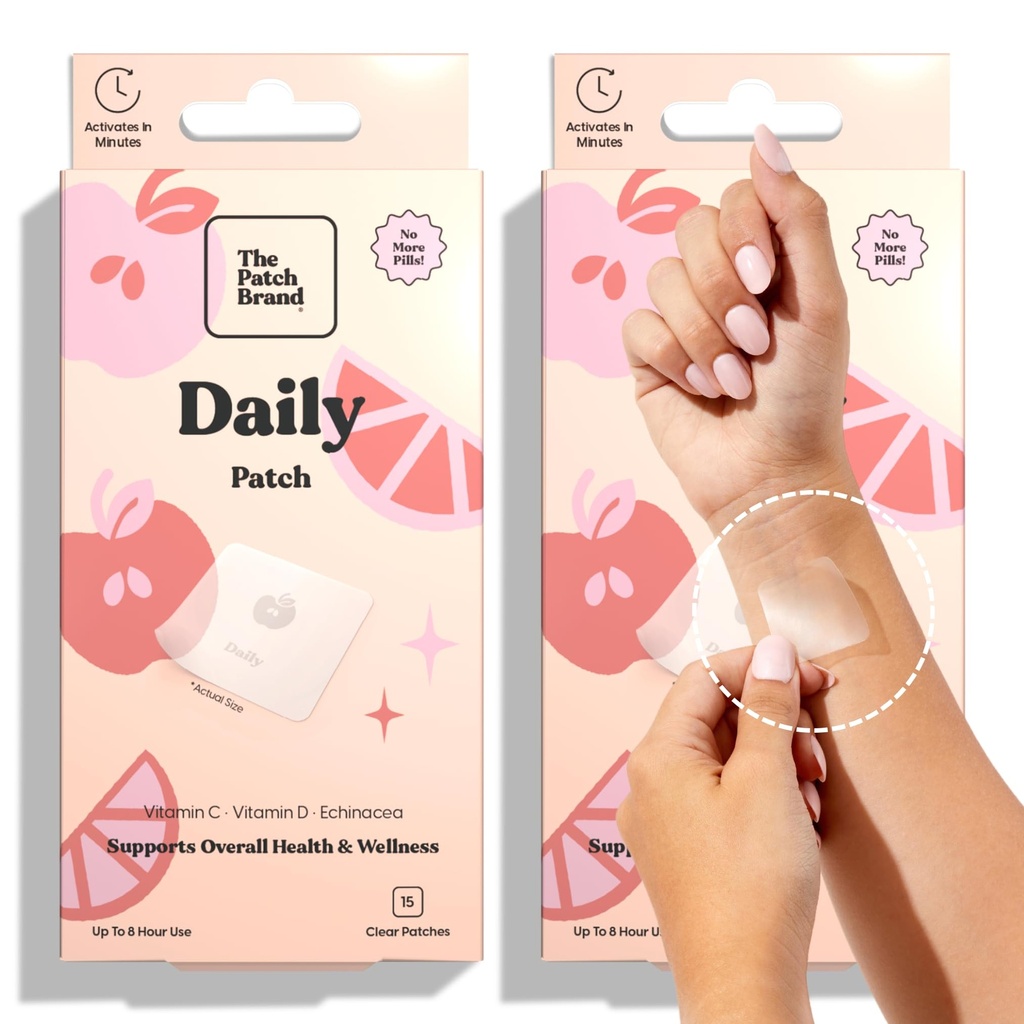 Patch Brand Daily Supportes QQ 天然健康与维生素C、锌酸盐、维生素D、银科比洛巴和埃奇纳西亚的插图