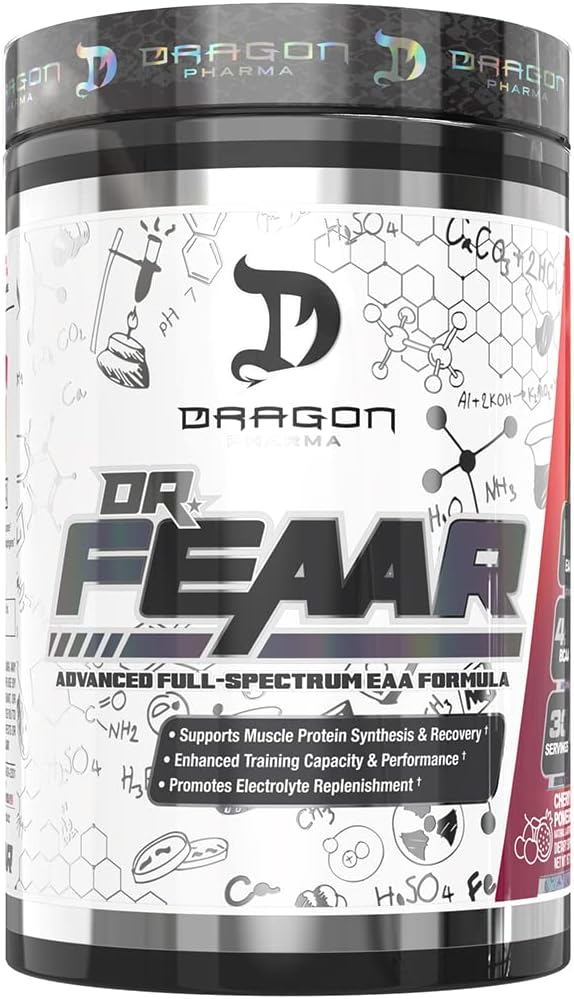 DRAGON PHARMA 博士 FEAAR 高级全谱EAA矩阵,支持肌肉蛋白合成与恢复,增强培训能力和性能(30人服务,樱桃石榴)