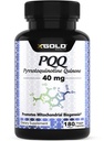 X Gold Health PQQ 40mg Supplement – Mitochondrial Energy Booster & Cellular Energy Support – Pyrroloquinoline Quinone – Brain & Focus Support – Non-GMO, Gluten-Free – 180 Veg Capsules