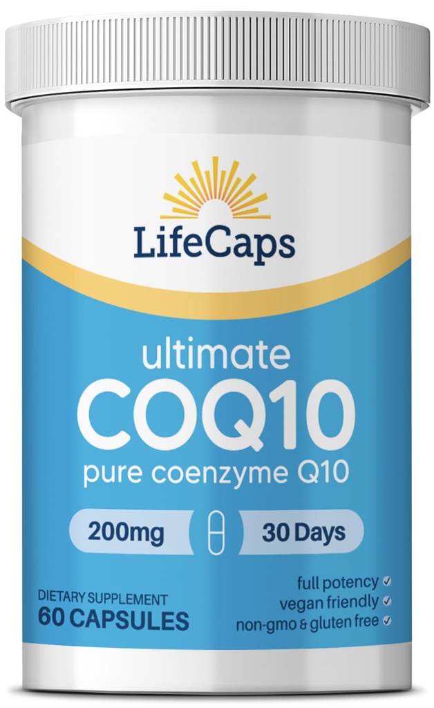LifeCaps CoQ10 200mg - Ultimate CoQ10 - 超高吸收 Q10 补充 - 60 计数