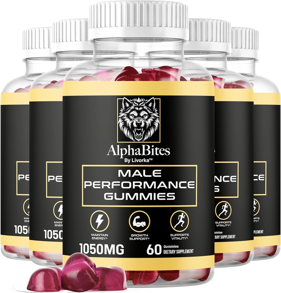 LIVORKA(5 Pack) Alpha Bites Gummys, Alpha Bites, AlphaBites Gummys, 高级 AlphaBites 公式,150 计数