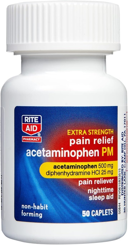 Rite Advance Extra Stream Relief Caplets,500mg Acetaminophen / 25mg Diphenhydolamine - 50 Counter QQ 晚上PM 疼痛救济+睡眠救济+联合疼痛救济+月经疼痛救济+PMS救济