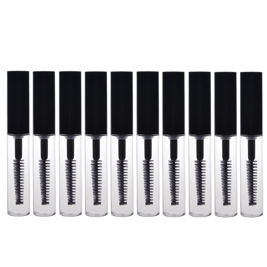 AKOAK 10 Packs 4ml Transparent Reusable Empty Bottle Tube Container Makeup Vials Cosmetic Tool for Eyelash Growth Oil/Mascara with Brush for Home and Travel