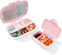 2 Pack Pill案组织者、带标签的旅行药盒、每日药品组织者案、防水袋集装箱案、便携式粉红色补充品案件药品集装箱契约