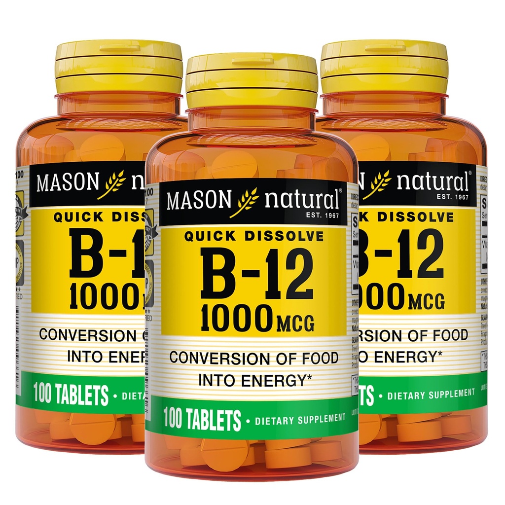 MASON NATURAL B,12,1000毫克速溶液,300天供应食品健康转化为能源(3包)
