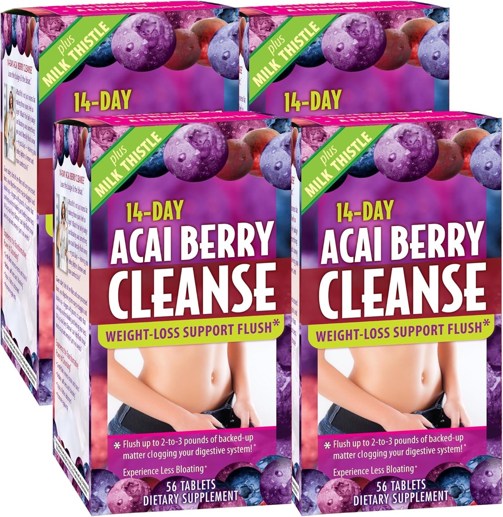应用营养 14日 Acai Berry cleanse - 56张牌匾,包装4 - 重量-损失支持 Flush + 牛奶 硝酸盐 - 112 总服务量