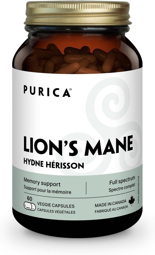 PUICA - 狮子的马恩微缩蘑菇,60 Vegan Capsules - 促进认知健康 - 焦点和记忆支持