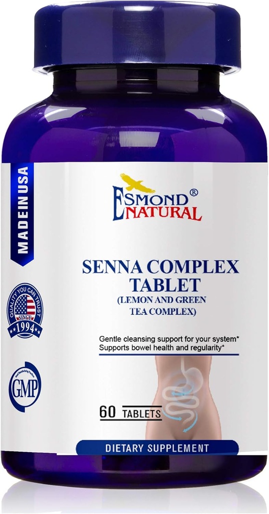 (8 Pack) Esmond Natural: Senna Complex tablet - Lemon & Green Tea (Bowel Health, Cleaning & Regularity), GMP, 天然产品阿斯恩认证,美国制造 - 620mg, 480 片