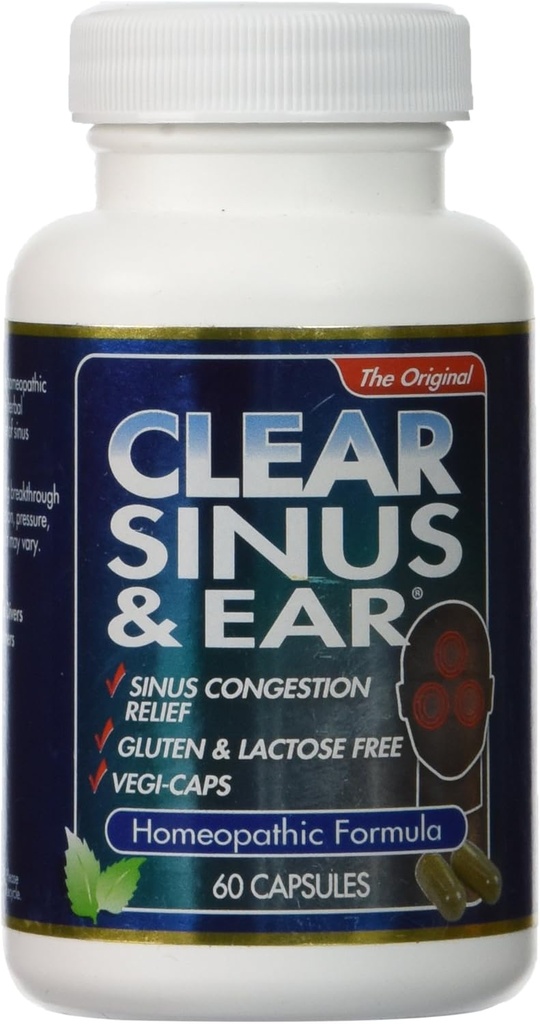 清除产品Homopathic公式, Sinus and Ear, 60 计数