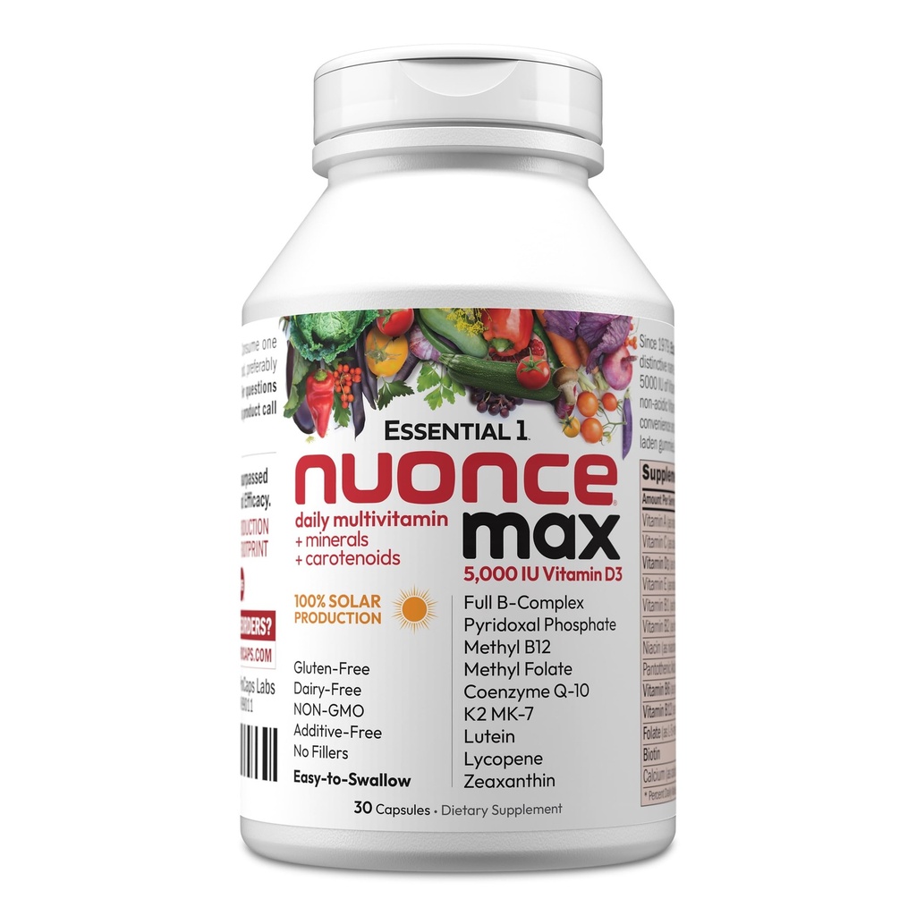 Andrew Lessman 必需-1 nuonce max multivitamin 5000 IU 维生素D3 30 Small Capsules. 100 mcg Methyl B12. CoQ10 卢泰因 Lycopene Zeaxanthin. 高潜. 没有附加物。 最高一级日报
