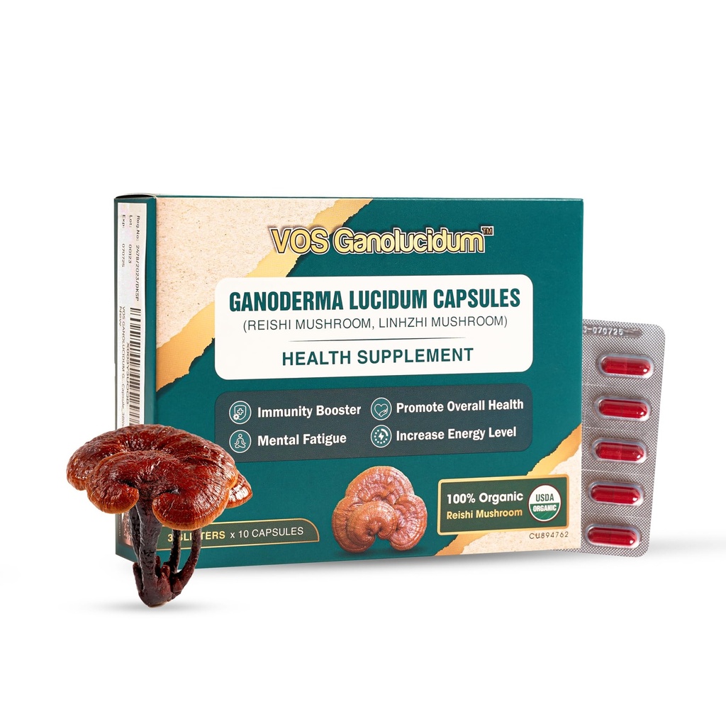 红色里西蘑菇盒豁免,Ganoderma 清晰的提取,天然维冈里西蘑菇日报,70mg,30 Capsules