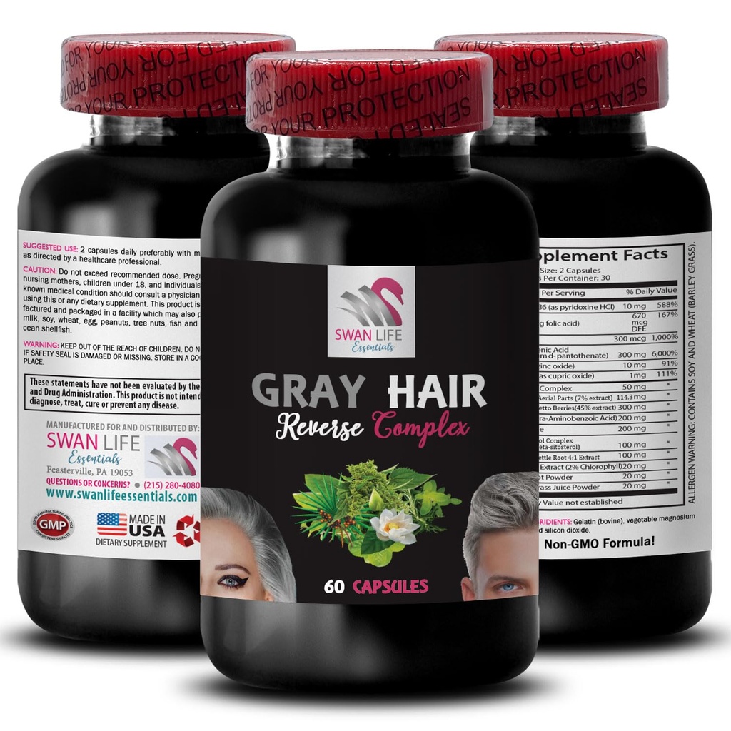 灰发增生 - Gray Hair ReVERSE - 头发振兴,强烈发色,自然发光,动态色,更新发色,发光,新鲜生动,色彩复活 1Bot 60Caps