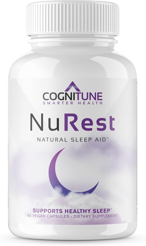 Cognitune自然睡眠补充剂 - 非哈比特人形成睡眠药丸, Non Drowsy草药睡眠援助公式 w/Melatonin, Valerian Root, Lemon Balm, Chamomile, GABA, L-Theanine, Magnesium, 氨酸