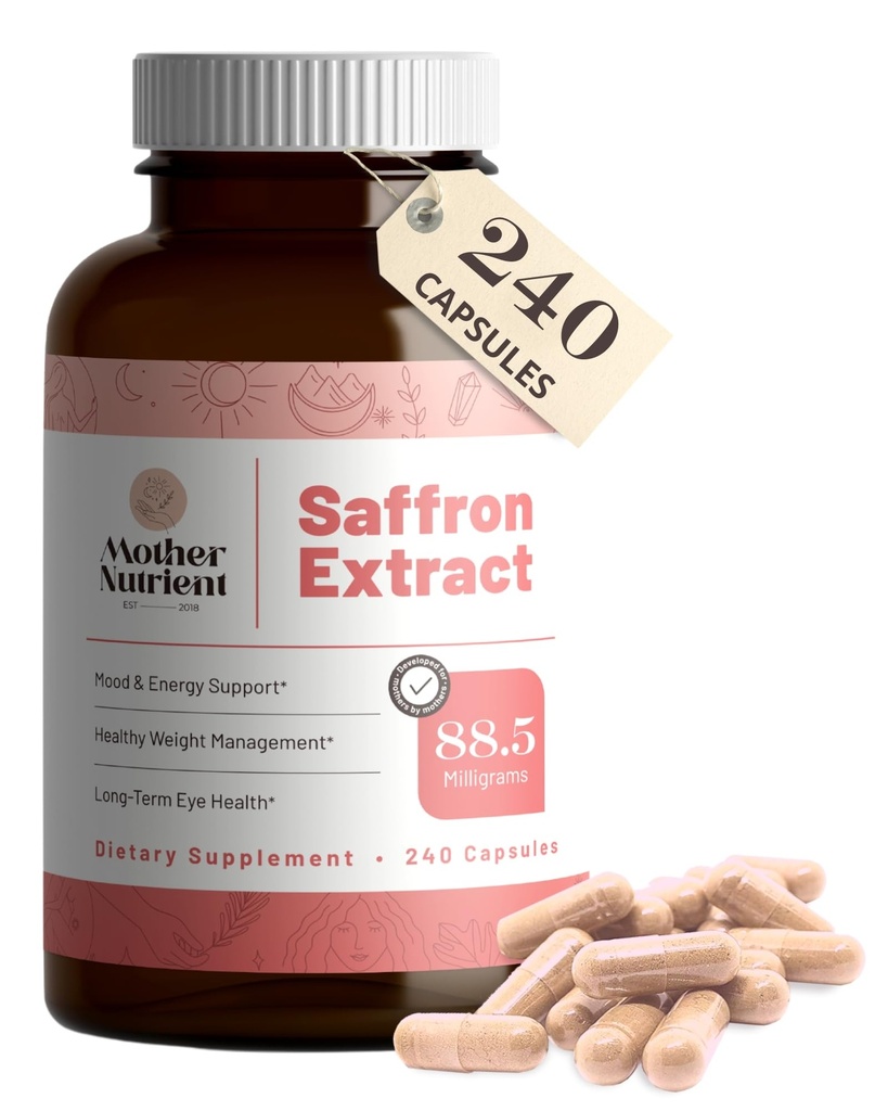 母亲营养素 - Saffron Except Supplements for Men and Men, Preal Saffron Except Supplements, Pre Crocus Sativus - 非GMO, Vegan-Friendly,每服88.5毫克 - 240 维吉卡普尔,7-Month
