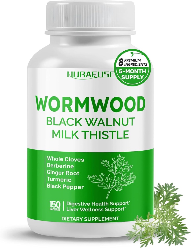 Wormwood 整体 Cloves 奶酪加其他草药 - 支持消化健康,肝脏健康 - 在美国制造和试验