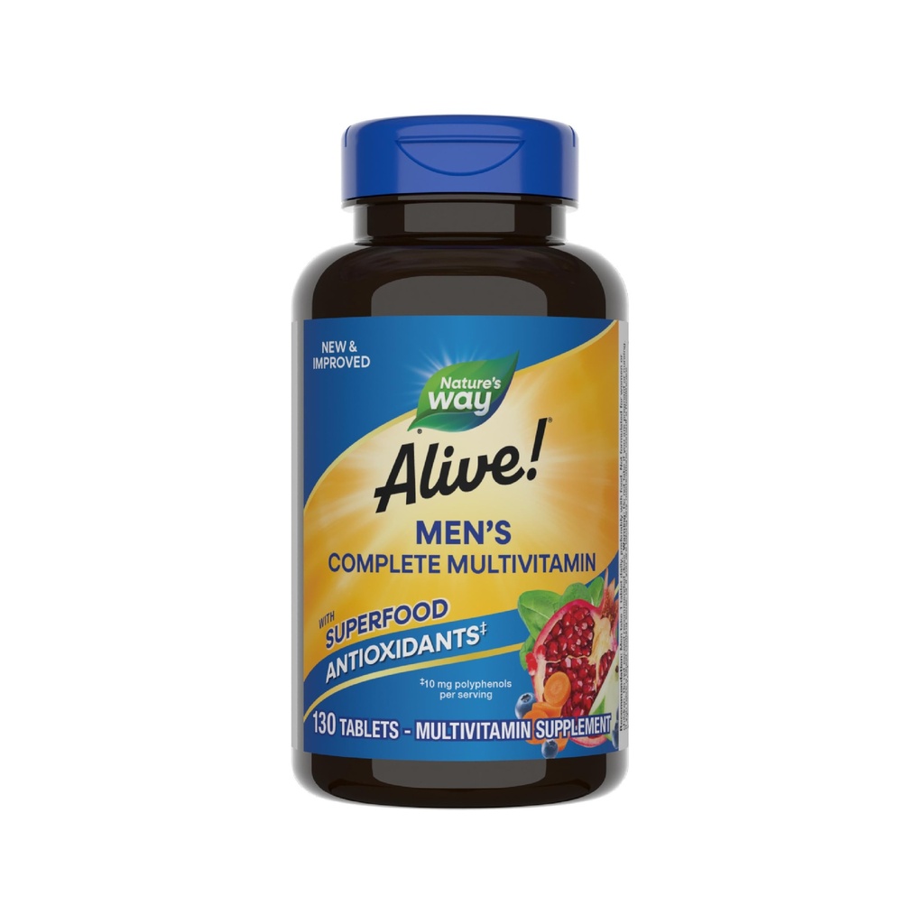 自然之道还活着! Men's Complete Daily Multivitamin, 支持能量代谢和肌肉函数 *, 有 B-维生素, Gluten Free, 130 平板电脑( Package May Vary)