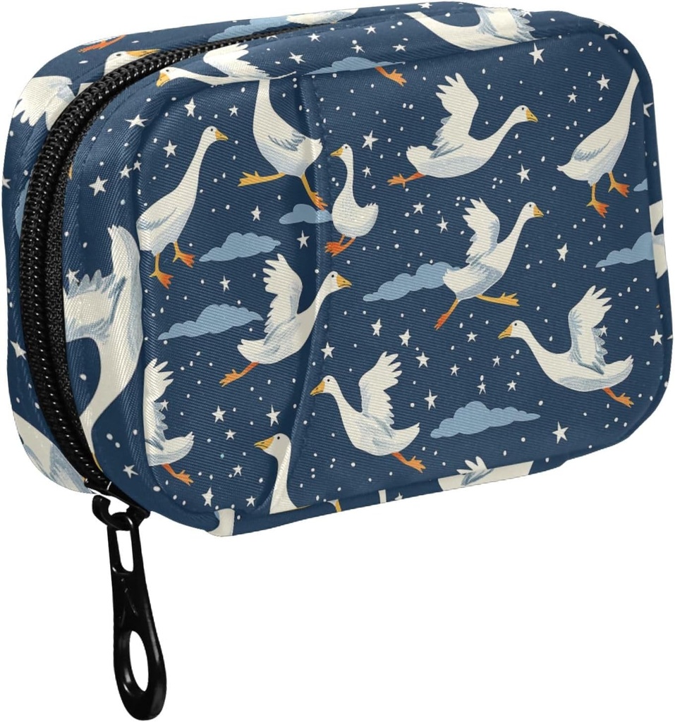 Fstylead funny Geese Flying in Nightsky and Stars Travel Pill Organizer Bag with Zipper Small Pill Box 7 Day Pill Case for Purse 存储周刊维生素药补充品的皮条箱 皮条箱 皮条箱 皮条箱 皮条箱 皮条箱 皮条箱