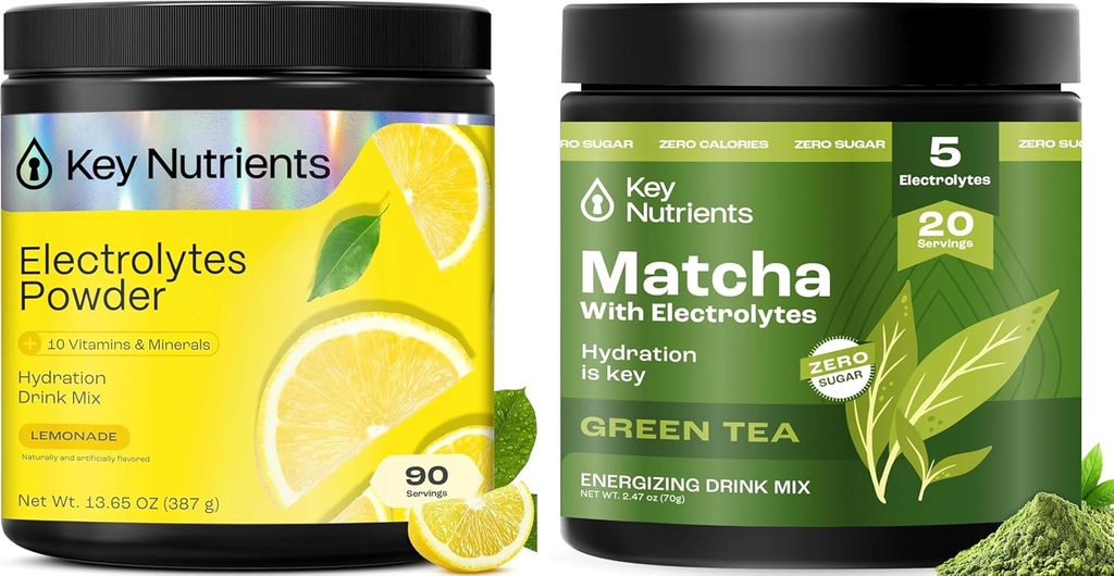 关键NUTRIENTS Deal Bundle - 柠檬酸电解剂粉(90 services) + 水能和能量电解剂火柴粉(20 services)