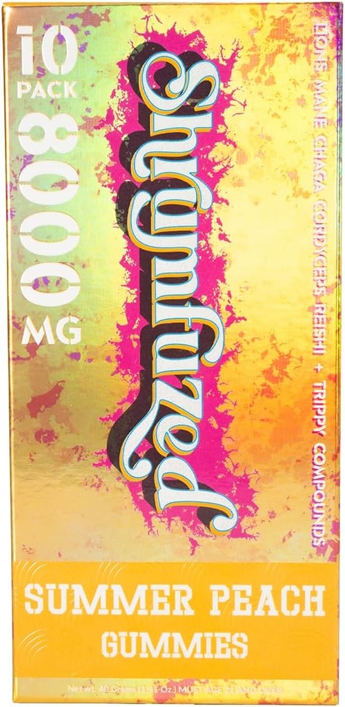 独家Nootropic Gummy 8000mg - 狮子马恩(英语:Lion's Mane, Reishi, Chaga)和科迪塞普 Nootropic Tripe Mushroom Blend (10, Summer Peach) (英语).